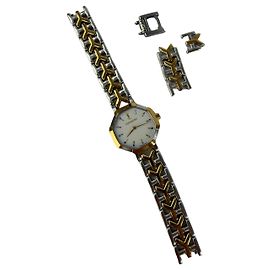 Vintage Yves Saint Laurent achteckige Armbanduhr Gold Silver