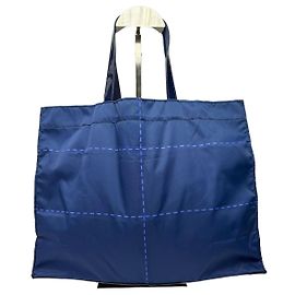 Sac cabas vintage Issey Miyake en nylon avec garniture vernie, Navy
