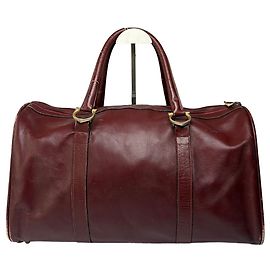 Borsa Duffle Vintage Cartier in Pelle Burgundy Gold