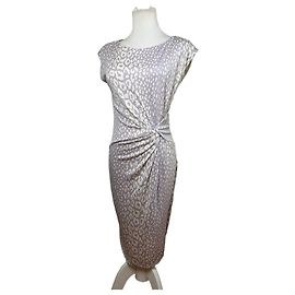 Vintage Gucci Viscose Kleid mit Leopardenprint knielang Lavender M