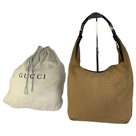 Borsa Hobo Vintage Gucci Canvas Tan Strisce Nero Rosso Verde