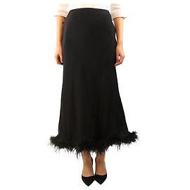 Autre Marque Falda maxi Kelly negra con ribete de plumas - size XXXL