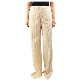 Maison Martin Margiela Pantaloni a righe con logo crema - size UK 12