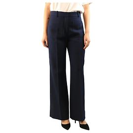 Victoria Beckham Wollhose in Navy mit Vordertaschen - size UK 12