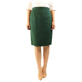 Oscar de la Renta Falda midi de lana verde oscuro - size UK 12