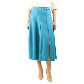 Gucci Falda midi azul con detalle de cadena - size UK 12
