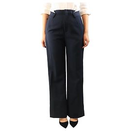 Maison Martin Margiela Calças de cintura alta azul marinho - size UK 10