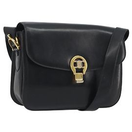 Céline CELINE Bolso de hombro de piel negro y dorado