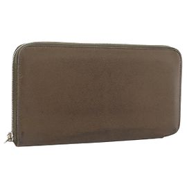 Hermès HERMES Portefeuille Long Azap Cuir Beige Silver
