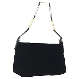 FENDI Schultertasche mit Kette Velor Black