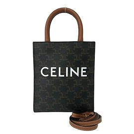 Céline CELINE Mini Vertical Cabas Triomphe Logo Pattern Leather Shoulder Bag