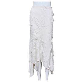 Autre Marque AVAVAV Falda midi blanca efecto rasgado