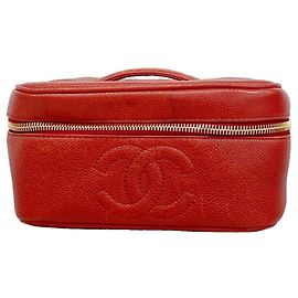 Bolsa Vanity Chanel em couro de bezerro granulado vermelho