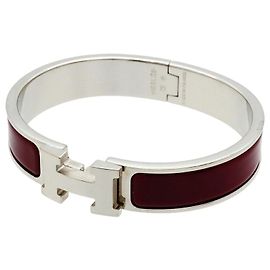Hermès Armband Metall Silber Rot