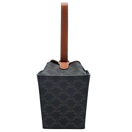 Céline Sac Box Bag Celine Triomphe en toile enduite marron avec bandoulière