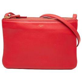 Céline Celine Trio Crossbody Pequeño de Piel de Cordero Roja