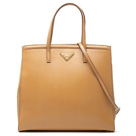 Prada Brown Saffiano Vernice Parabole Satchel Handtasche