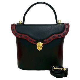 Autre Marque Borsa a mano Saint Laurent in pelle nera con traforazioni Diamond Cut
