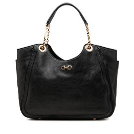 Salvatore Ferragamo Tote Fanya in pelle di bufalo nera Ferragamo con catena