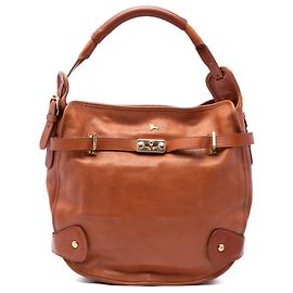 Borsa Tote Burberry in pelle martellata marrone con chiusura turn lock