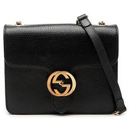 Gucci Borsa a tracolla Interlocking G in pelle di vitello Dollar Small nera