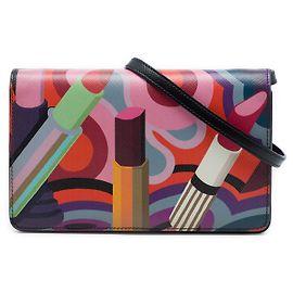 Prada Multi Saffiano Lipstick Print Wallet on Strap