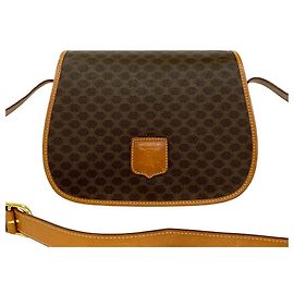 Céline Celine Brown Macadam Coated Canvas Crossbody Bag