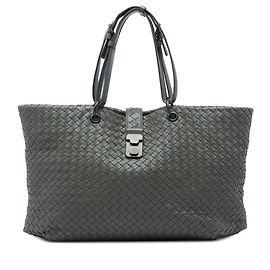 Bottega Veneta Capri Tote Medium aus Nappa Intrecciato in Grau