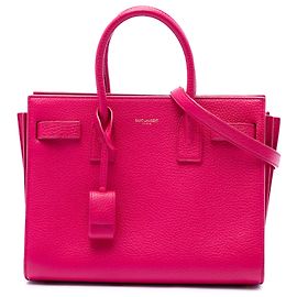 Autre Marque Saint Laurent Sac De Jour Nano Satchel aus rosa genarbtem Kalbsleder