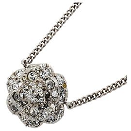 Chanel Silver Necklace with Coco Mark and Camellia