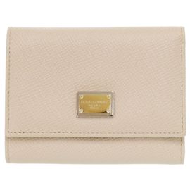Dolce & Gabbana Beige Leather Tri-fold Wallet