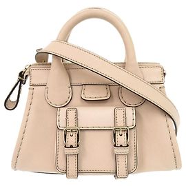 Mini sac à main Chloé Edith en cuir rose