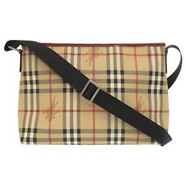 Borsa a tracolla Burberry Nova Check in tela rivestita Beige