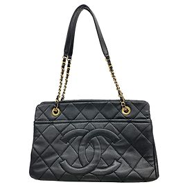 Saco Tote Chanel em couro de bezerro grão preto
