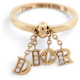 CHRISTIAN DIOR CHARMS RING SIZE 53 18K YELLOW GOLD 3.5GR DIAMONDS