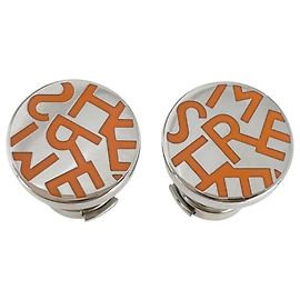 Hermès Pendientes de botón Hermes chapados en oro