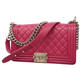 Bolsa de Ombro Chanel Boy Chain em rosa