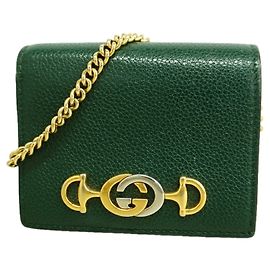 Portafoglio bi-fold Gucci Zumi in pelle verde