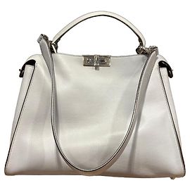 Fendi Peekaboo Bolsa em Couro Cinza