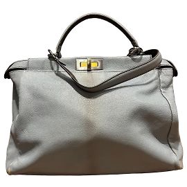 Fendi Peekaboo Handtasche aus grauem Leder