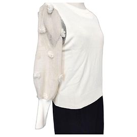 Autre Marque Jersey Alesia de punto crema y tul