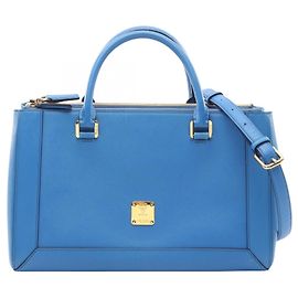Sac à main 2-Way en cuir bleu MCM