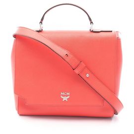 MCM 2-Way Lederhandtasche in Rot