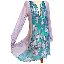 Antik Batik Vestido Largo Preppy Folk de Voile de Seda