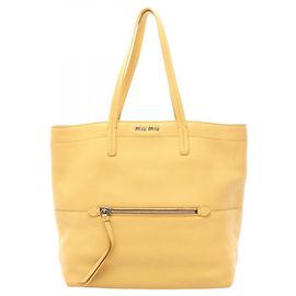 Borsa Tote Miu Miu in pelle gialla
