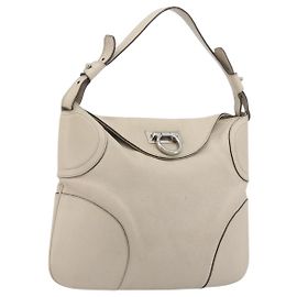 Borsa a tracolla Salvatore Ferragamo Gancini in pelle Ivory Silver Auth 196279