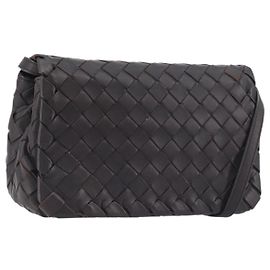 Borsa a tracolla BOTTEGA VENETA INTRECCIATO in pelle marrone scuro oro Auth 198694V