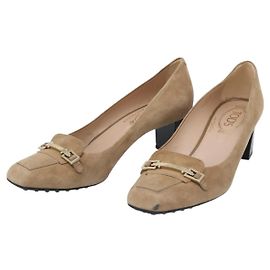 Décolleté TOD'S Suede 37 Beige Gold Auth 193710M