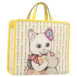 GUCCI Higuchi Yoko Tote Bag aus Baumwolle Gelb 605613 Auth 167610SAM