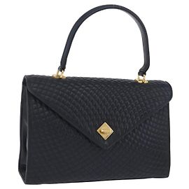 Sac à main BALLY en cuir Navy ton or Auth ka6224